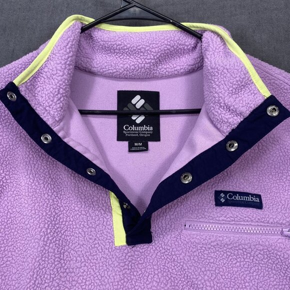 Columbia Womens Size M Lavender Fleece Pullover Snap Neck Sweater Cozy Outdoor - Picture 3 of 16
